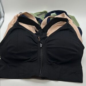 Source Unknown Black, nude, green and blue Sports Bra Set